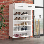 Zapatero de madera contrachapada blanco 60x35x105 cm