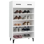 Zapatero de madera contrachapada blanco 60x35x105 cm