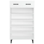 Zapatero de madera contrachapada blanco 60x35x105 cm