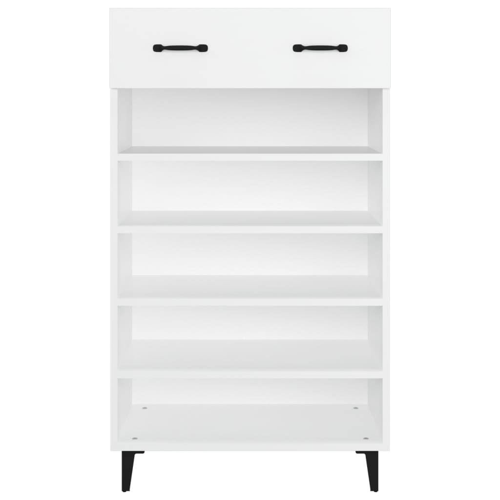Zapatero de madera contrachapada blanco 60x35x105 cm
