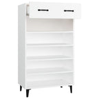 Zapatero de madera contrachapada blanco 60x35x105 cm