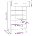 Zapatero de madera contrachapada blanco 60x35x105 cm