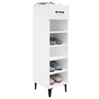 Zapatero madera contrachapada blanco brillo 30x35x105 cm