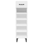 Zapatero madera contrachapada blanco brillo 30x35x105 cm