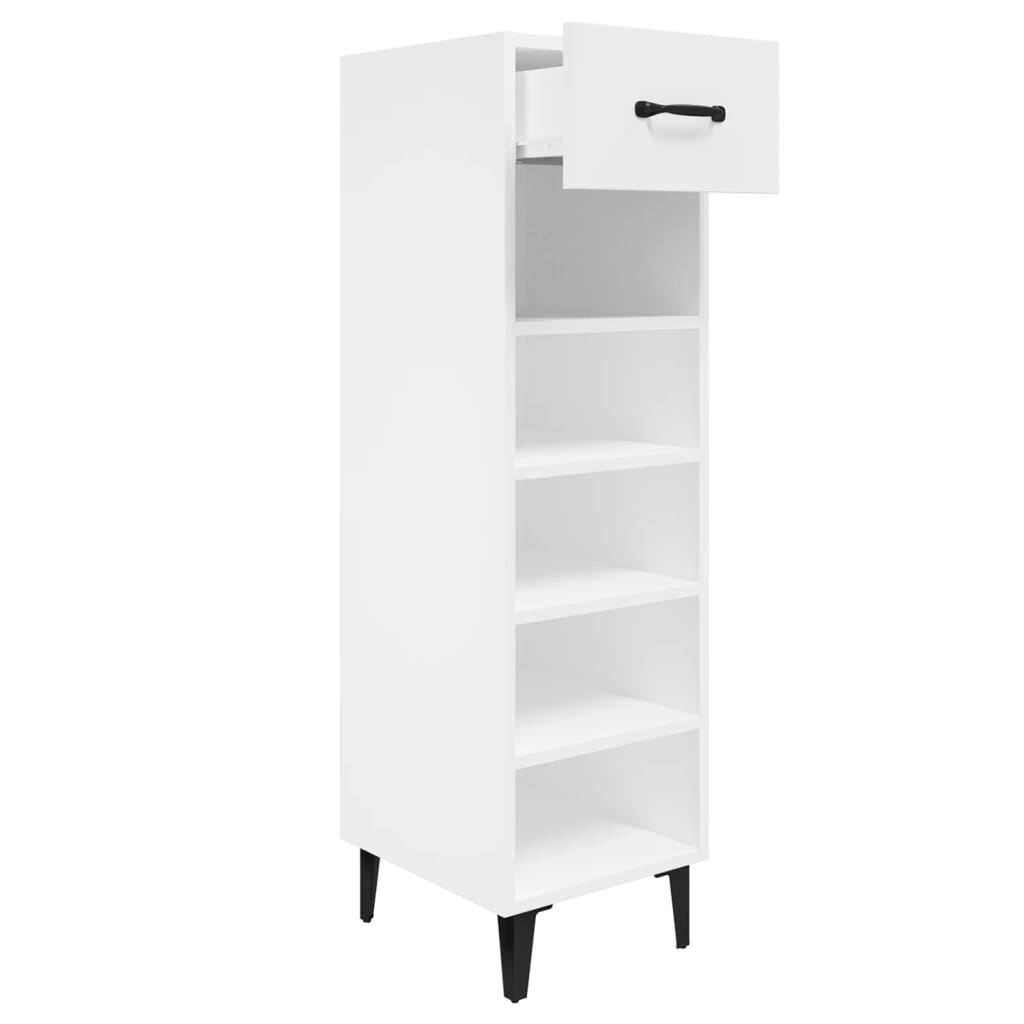 Zapatero madera contrachapada blanco brillo 30x35x105 cm