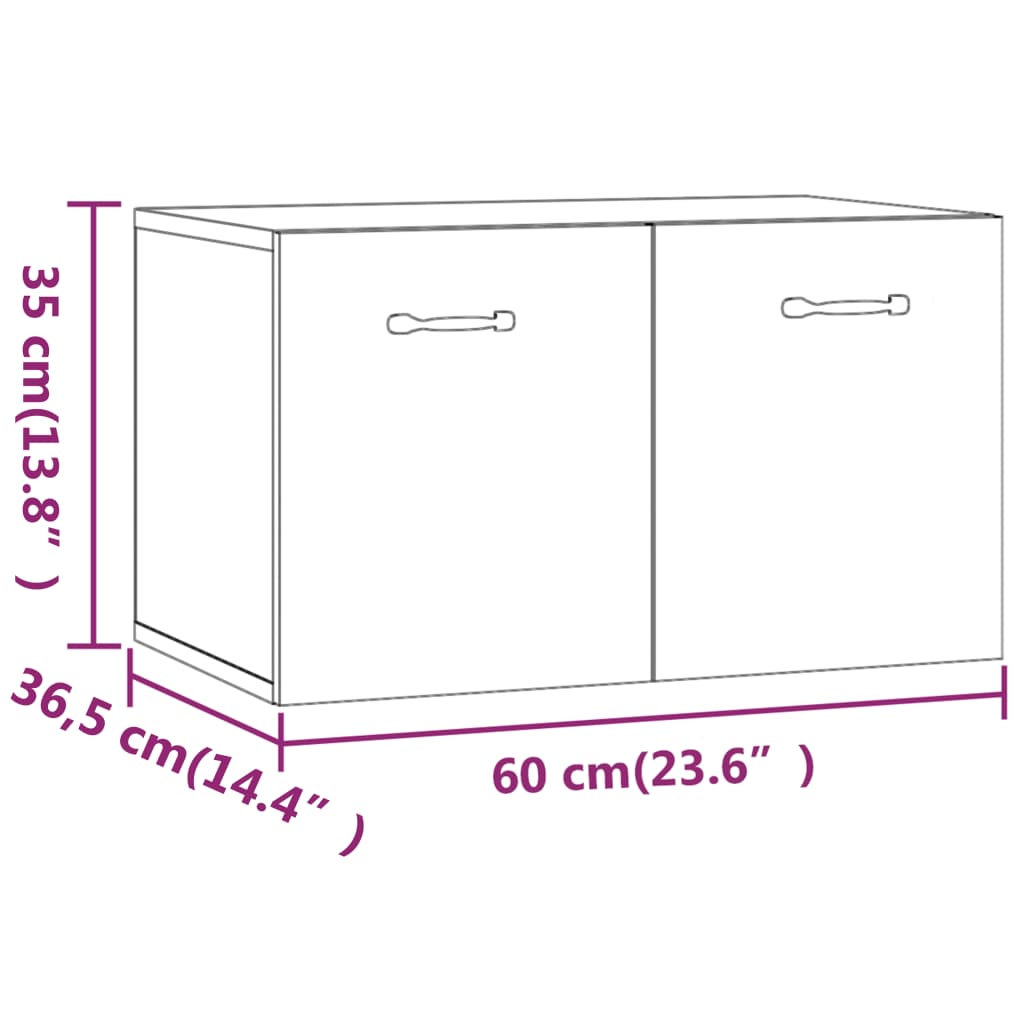 Armario pared madera contrachapada blanco brillo 60x36,5x35 cm