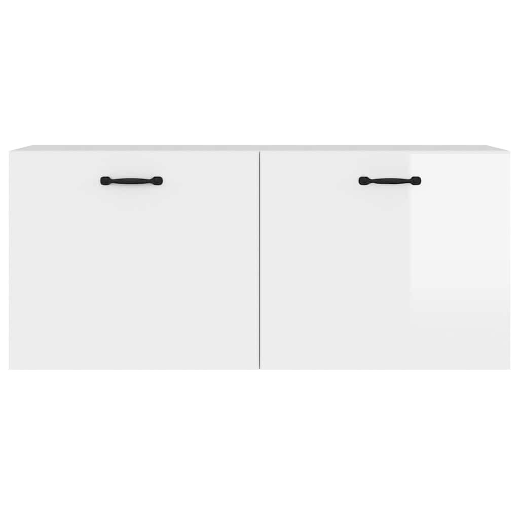 Armario de pared madera ingeniería blanco brillo 80x36,5x35 cm