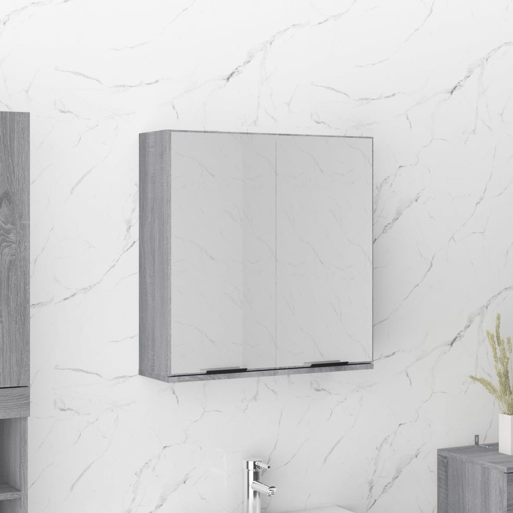 Armario de baño con espejo blanco 64x20x67 cm