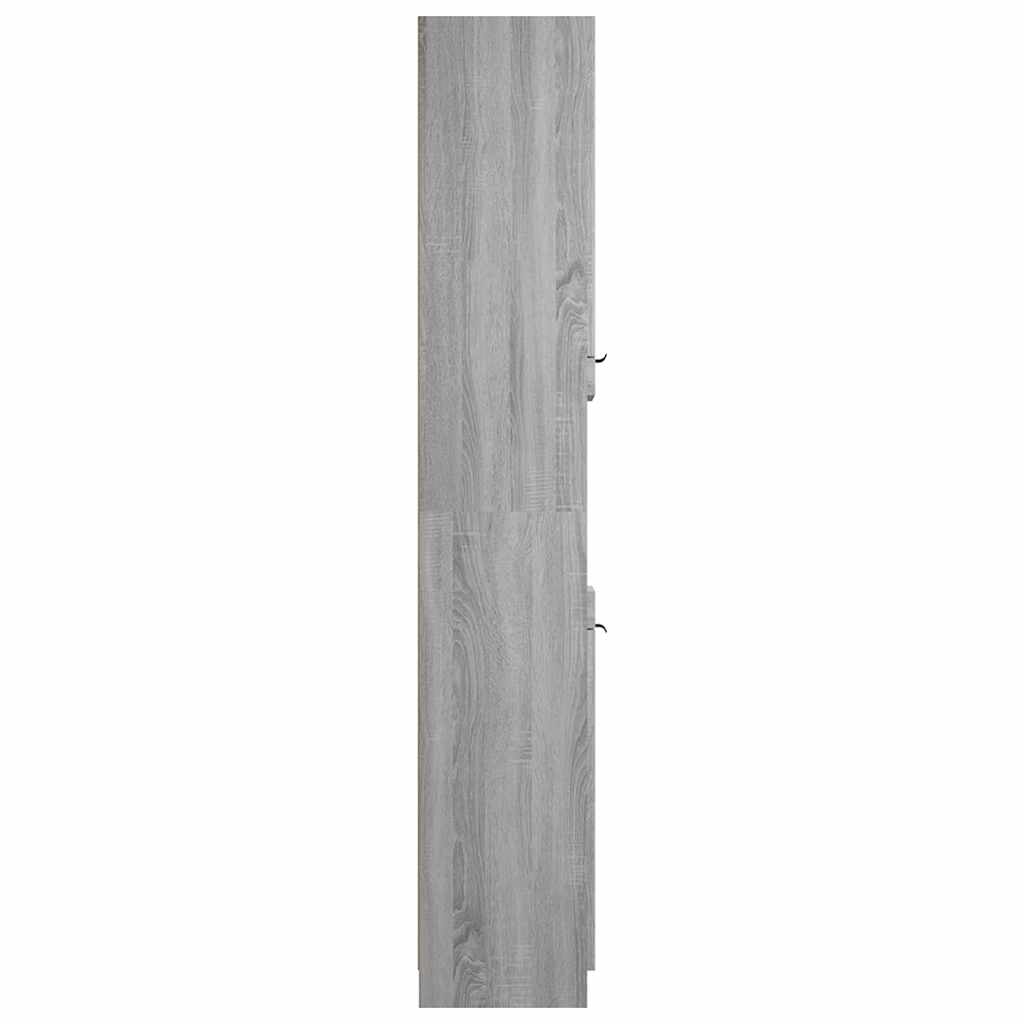 Armario de baño madera contrachapada gris Sonoma 32x34x188,5 cm