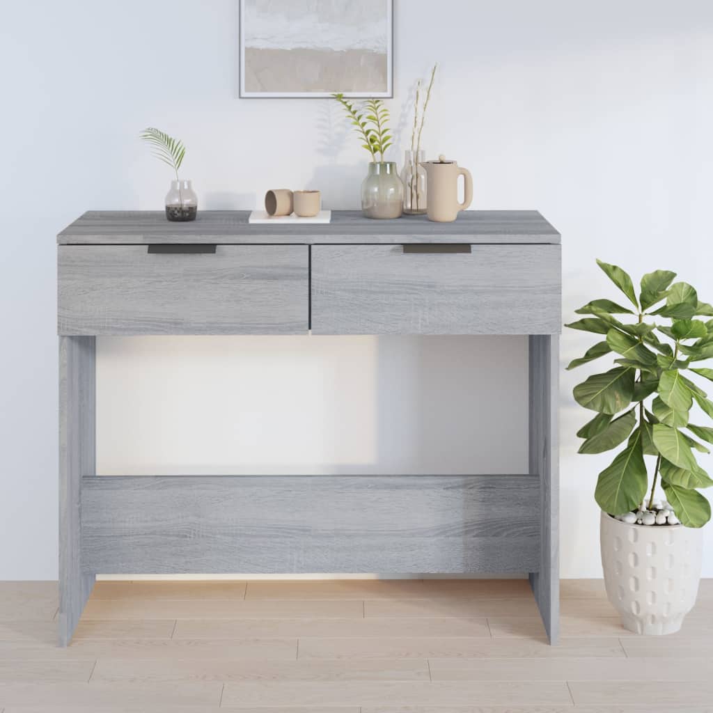 Mesa consola madera contrachapada gris Sonoma 90x36x75 cm