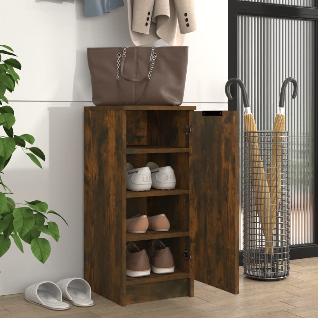 Mueble zapatero madera de ingeniería roble ahumado 30x35x70 cm