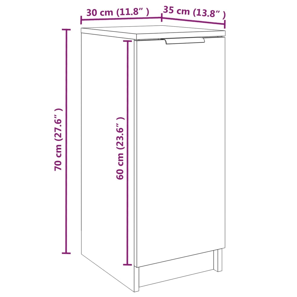 Mueble zapatero madera de ingeniería roble ahumado 30x35x70 cm