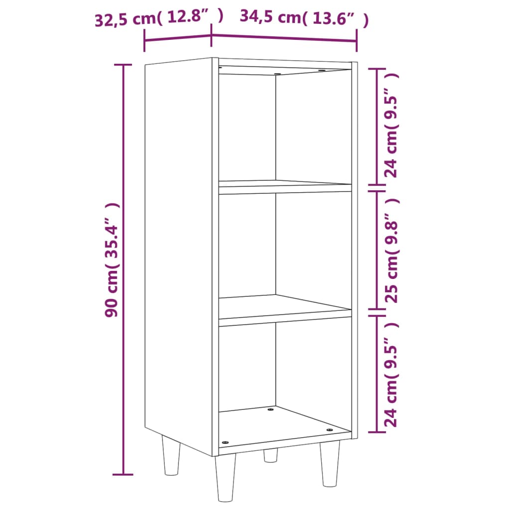 Aparador de madera contrachapada gris Sonoma 34,5x32,5x90 cm