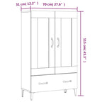 Aparador alto de madera contrachapada gris Sonoma 70x31x115 cm