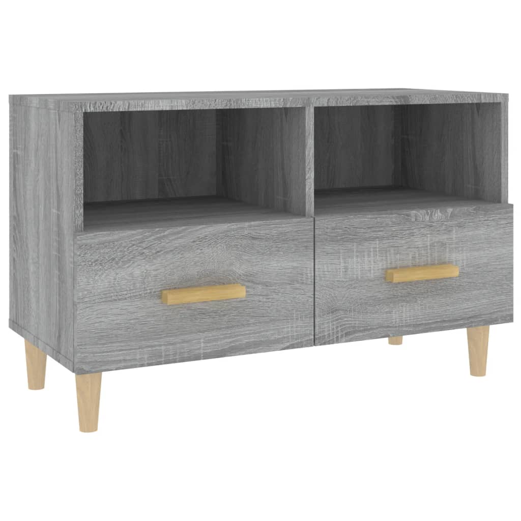 Mueble de TV madera contrachapada blanco brillo 80x36x50 cm