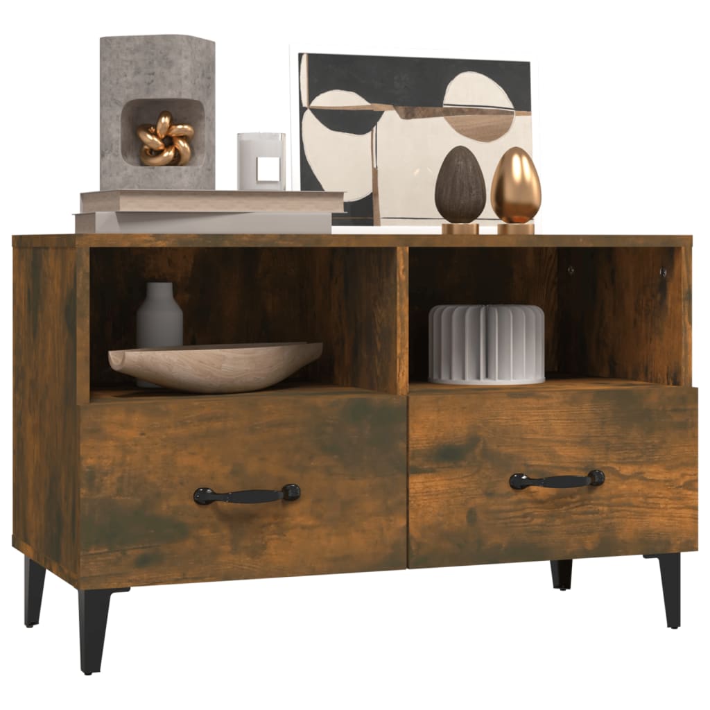 Mueble para TV madera contrachapada roble ahumado 80x36x50 cm