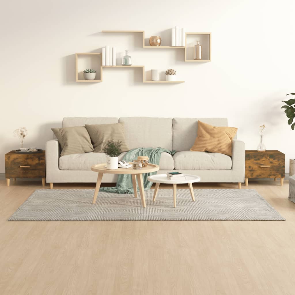 Mesa de centro 2 uds madera ingeniería blanco brillo 50x50x40cm