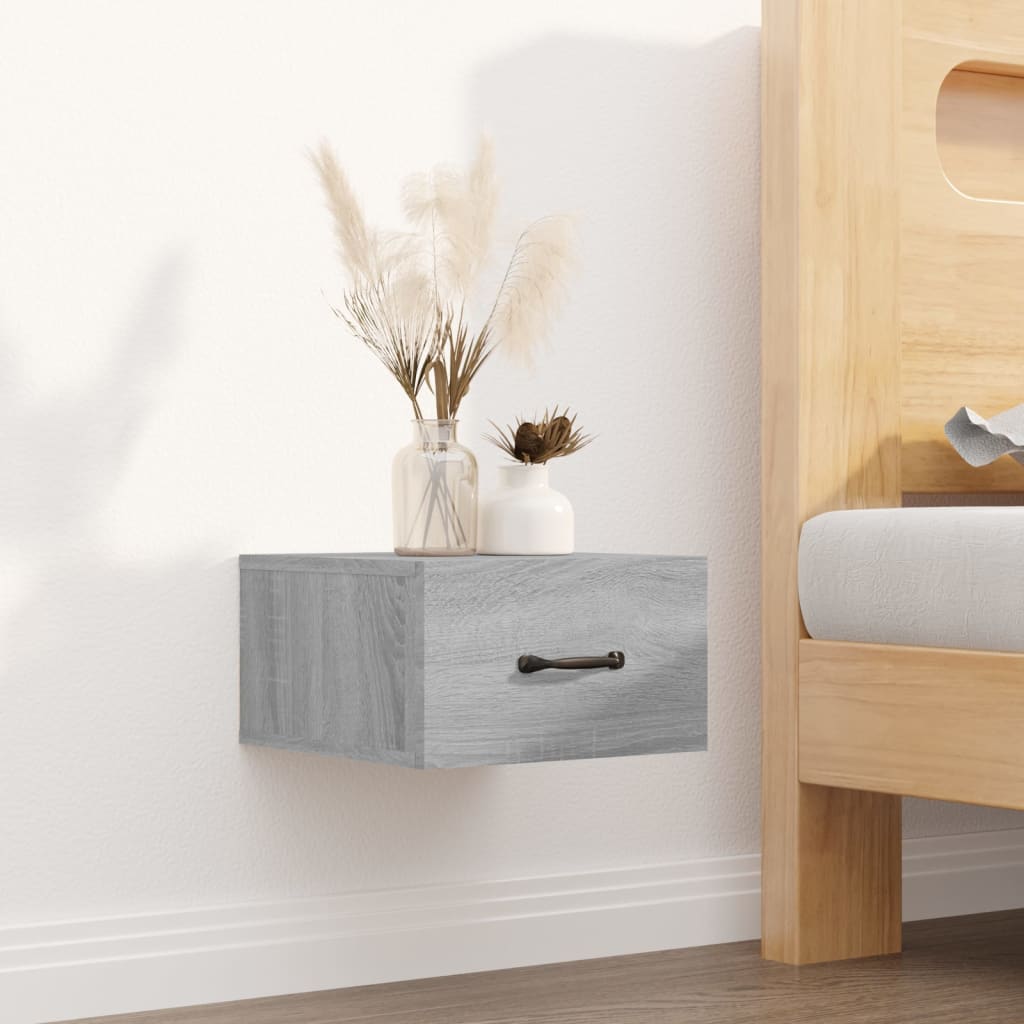 Mesita de noche de pared color gris Sonoma 35x35x20 cm