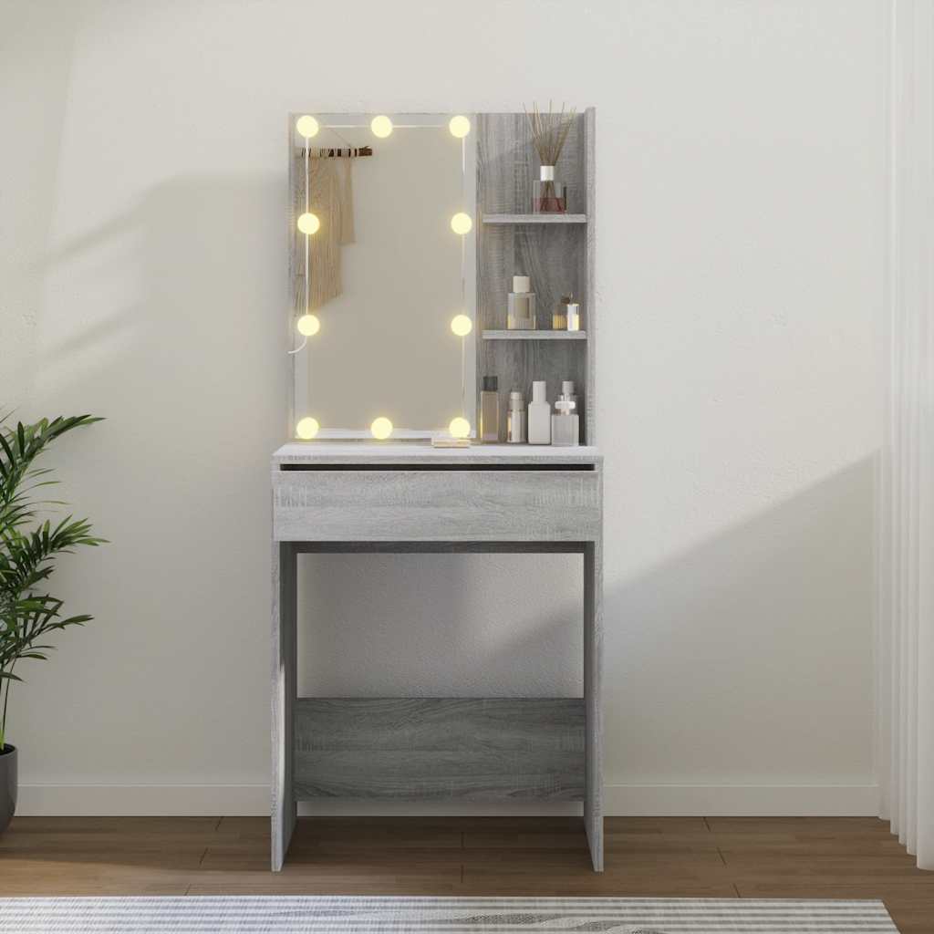 Tocador con LED color gris Sonoma 60x40x140 cm