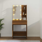 Tocador con LED marrón roble 60x40x140 cm
