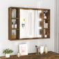 Smoked oak LED mirror cabinet 76x15x55 cm