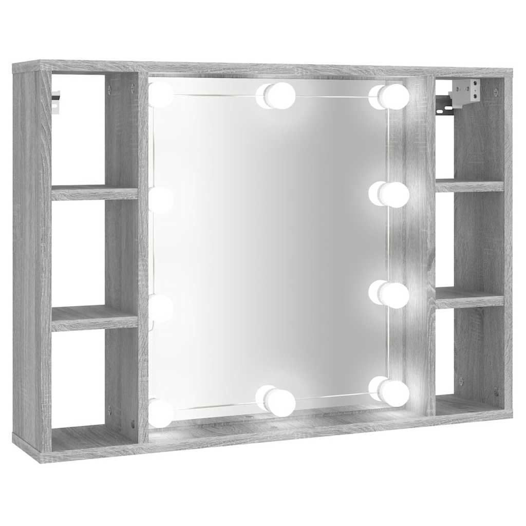 Mueble con espejo y LED color gris Sonoma 76x15x55 cm