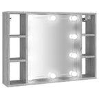 Mueble con espejo y LED color gris Sonoma 76x15x55 cm