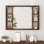 Mueble con espejo y LED color roble marrón 76x15x55 cm