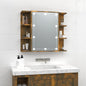 Mueble con espejo y luces LED gris hormigón 90x31,5x62 cm
