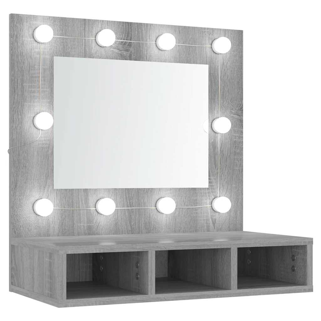 Móvel com Espelho e LED cinzento Sonoma 60x31,5x62 cm