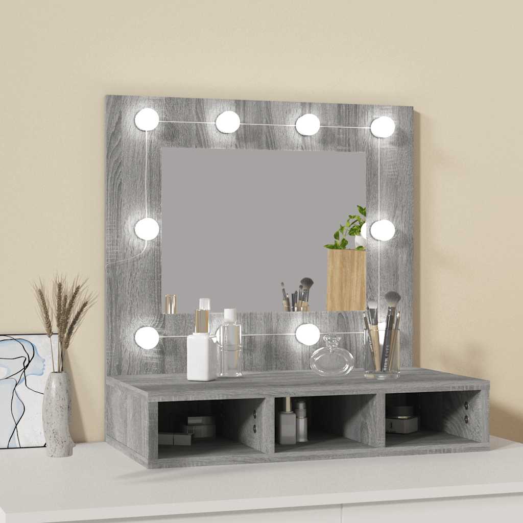 Móvel com Espelho e LED cinzento Sonoma 60x31,5x62 cm