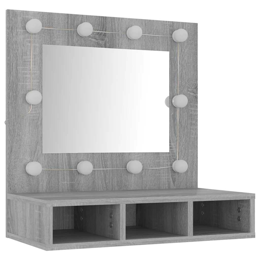 Móvel com Espelho e LED cinzento Sonoma 60x31,5x62 cm