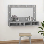 Mueble con espejo y LED color gris Sonoma 90x31,5x62 cm