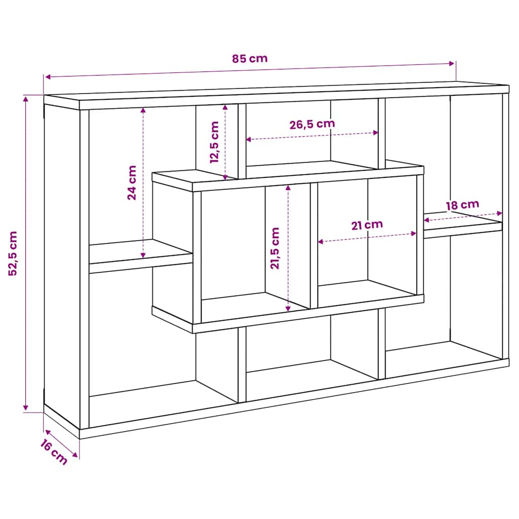 Estantería de pared madera ingeniería gris Sonoma 85x16x52,5 cm