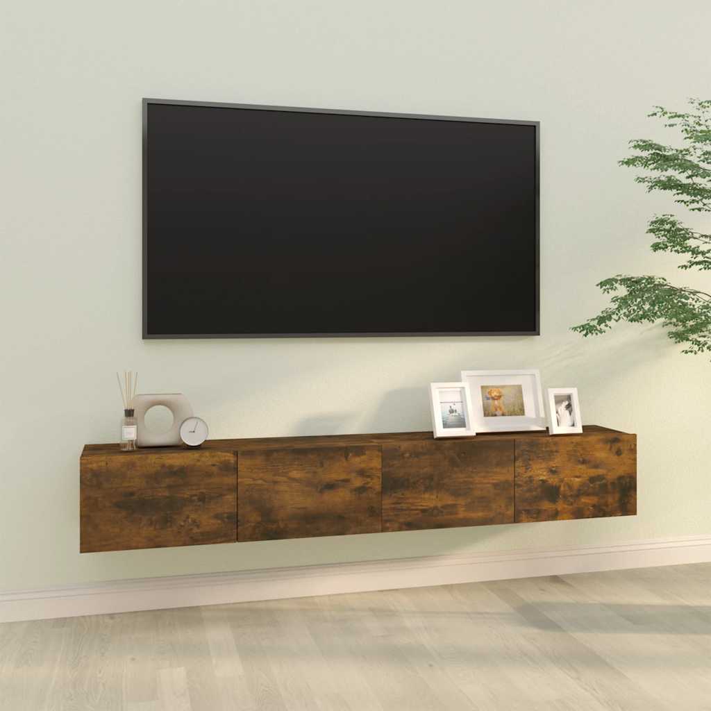 Mueble TV de pared 2 uds madera contrachapada gris 100x30x30cm