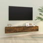 Mueble TV de pared 2 uds madera contrachapada gris 100x30x30cm