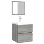 Armario de baño con espejo madera contrachapada gris Sonoma