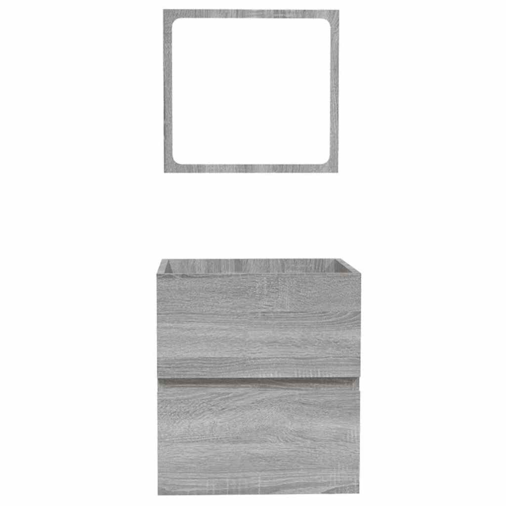 Armario de baño con espejo madera contrachapada gris Sonoma
