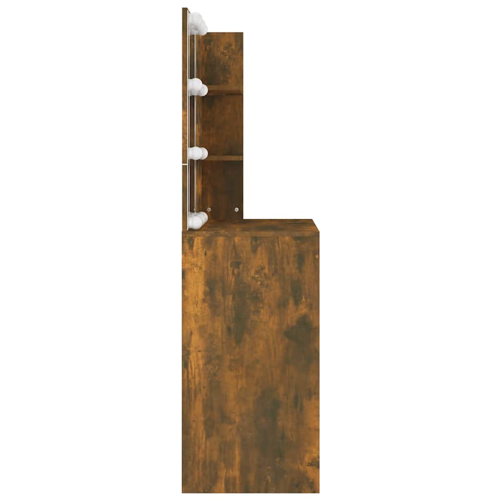Tocador con LED color roble ahumado 74,5x40x141 cm