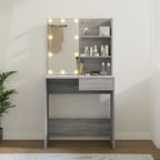 Tocador con LED gris sonoma 74,5x40x141 cm