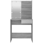 Tocador con LED gris sonoma 74,5x40x141 cm