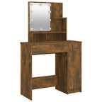 Tocador con LED color roble ahumado 86,5x35x136 cm