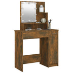 Tocador con LED color roble ahumado 86,5x35x136 cm