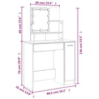 Tocador con LED color roble ahumado 86,5x35x136 cm
