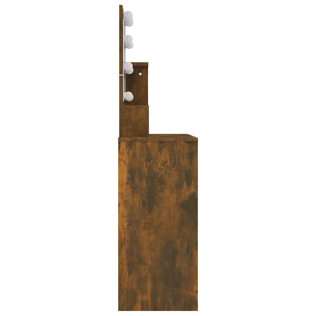 Tocador con LED color roble ahumado 86,5x35x136 cm
