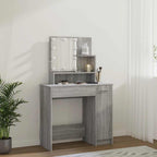Tocador con LED gris sonoma 86,5x35x136 cm