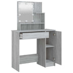 Tocador con LED gris sonoma 86,5x35x136 cm