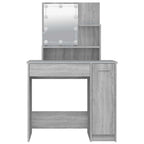 Tocador con LED gris sonoma 86,5x35x136 cm