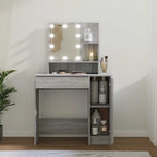 Tocador con LED gris sonoma 86,5x35x136 cm