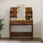 Tocador con LED color roble ahumado 86,5x35x136 cm